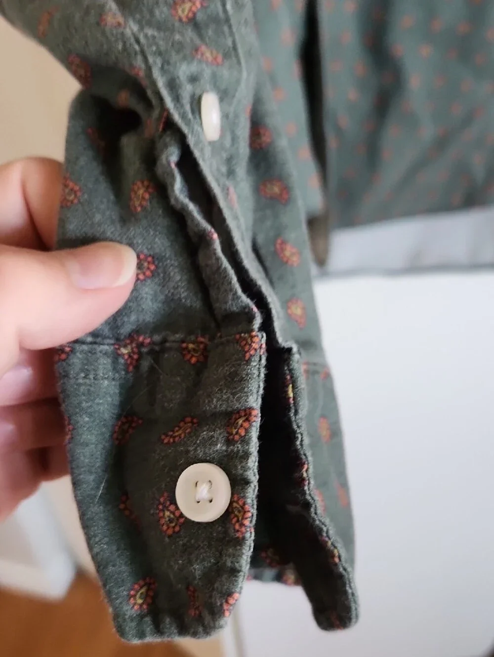 Vintage J. Crew Olive Green  Long-Sleeve Button-Down Cotton/ Wool Blend Sz XXL